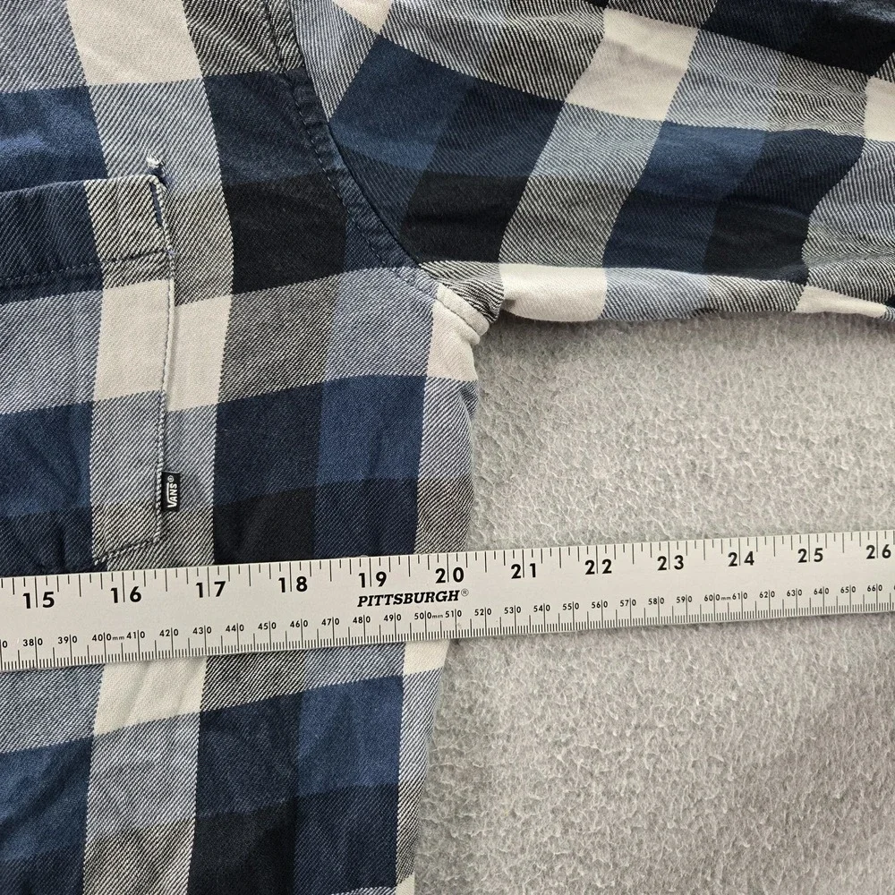 Vans Men Button Up Shirt L Blue Plaid Long Sleeve Skate Flannel‎